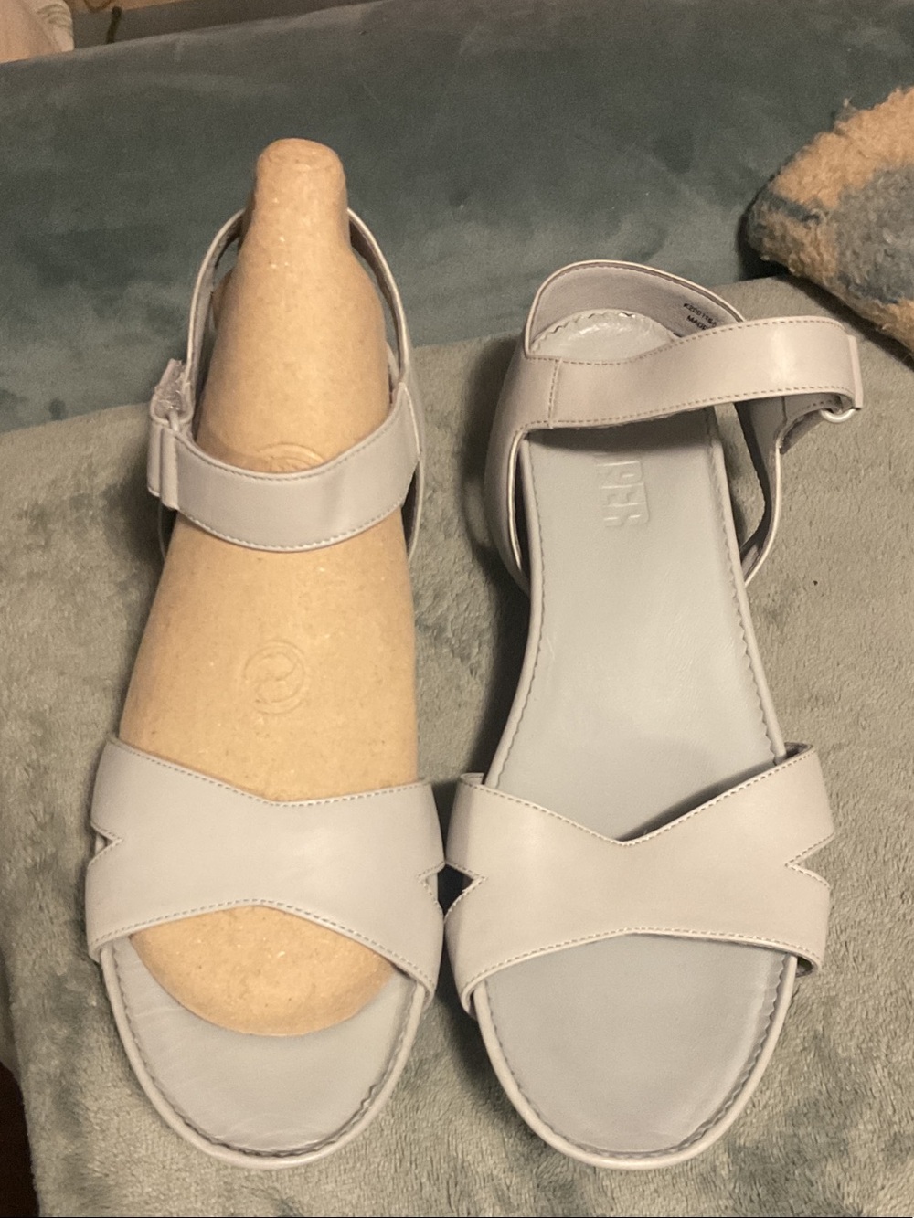 Camper Micro Women's Pale Gray Leather Ankle-Strap Sandals